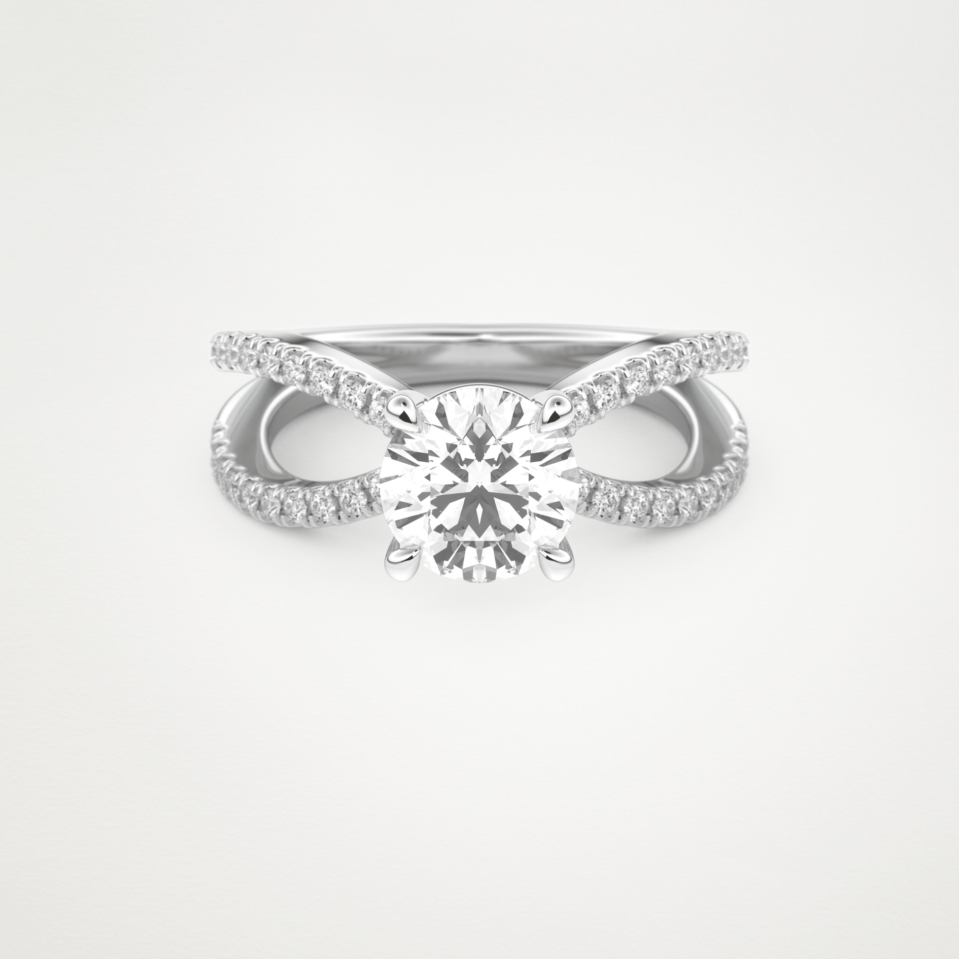 Round Pave & Split Shank Lab Grown Diamond Engagement Ring