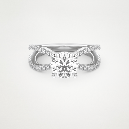 Round Pave & Split Shank Lab Grown Diamond Engagement Ring