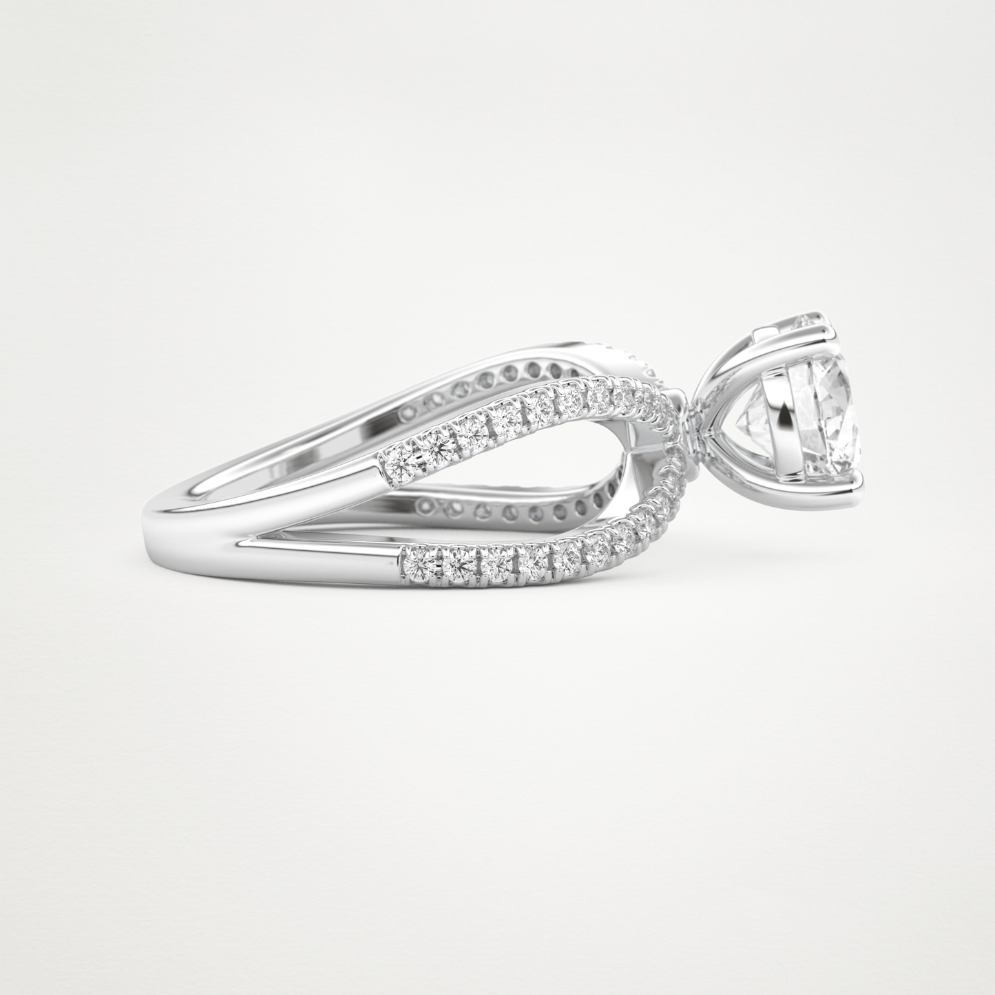 Round Pave & Split Shank Lab Grown Diamond Engagement Ring