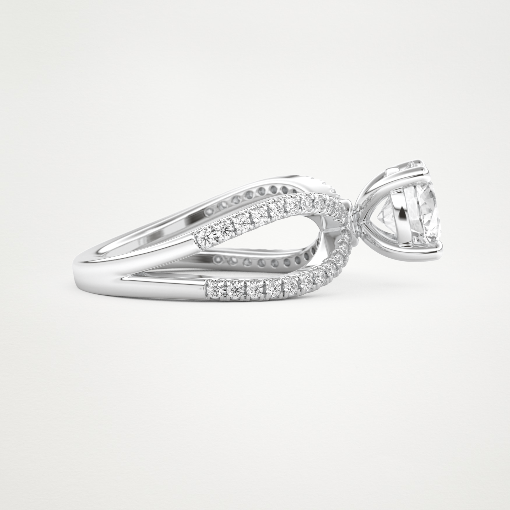 Round Pave & Split Shank Lab Grown Diamond Engagement Ring