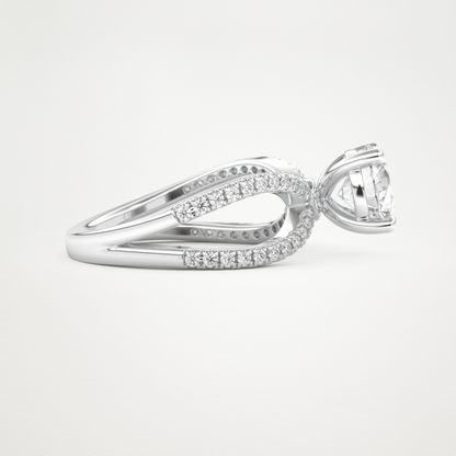 Round Pave & Split Shank Lab Grown Diamond Engagement Ring