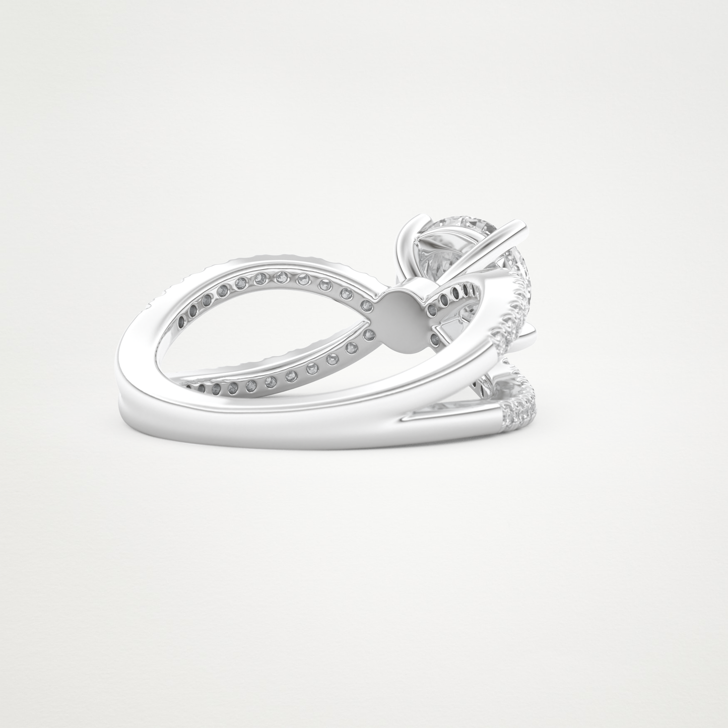 Round Pave & Split Shank Lab Grown Diamond Engagement Ring