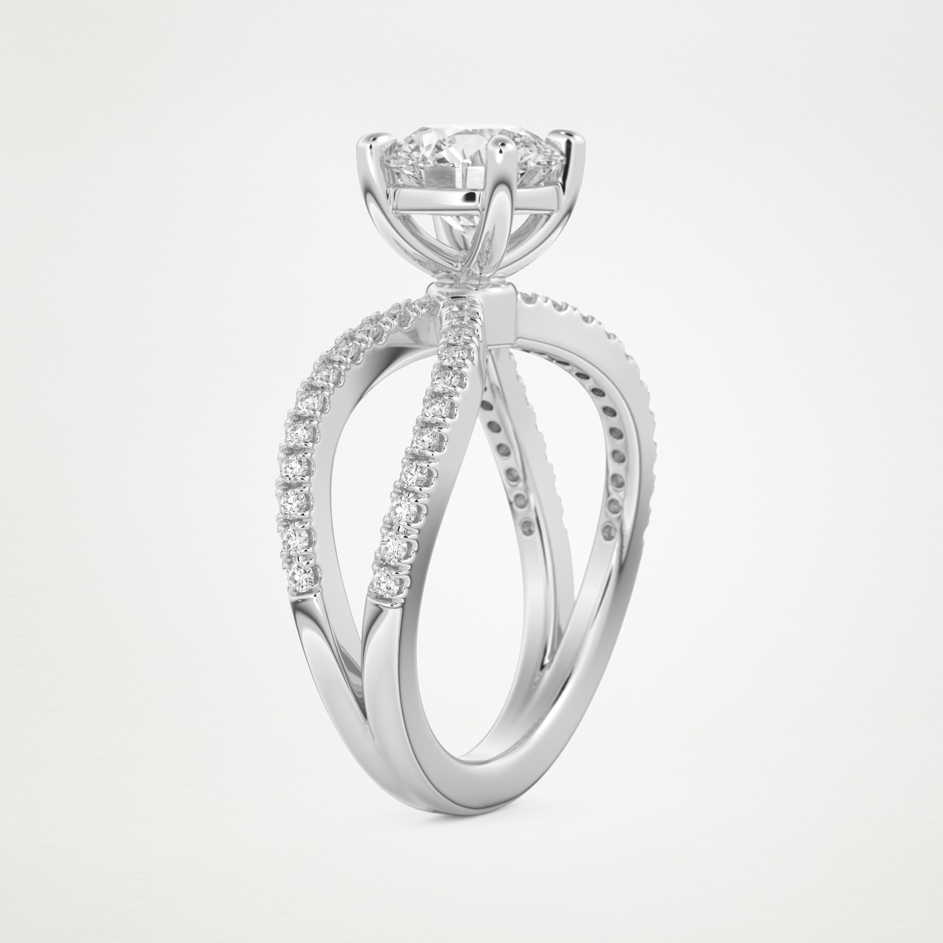 Round Pave & Split Shank Lab Grown Diamond Engagement Ring