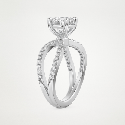 Round Pave & Split Shank Lab Grown Diamond Engagement Ring