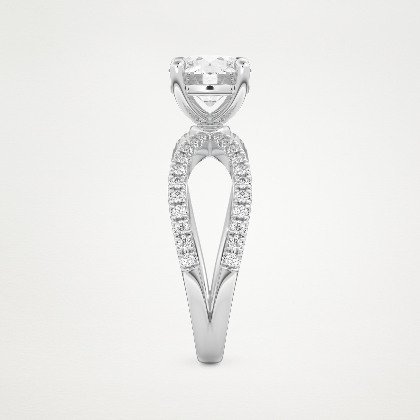 Round Pave & Split Shank Lab Grown Diamond Engagement Ring