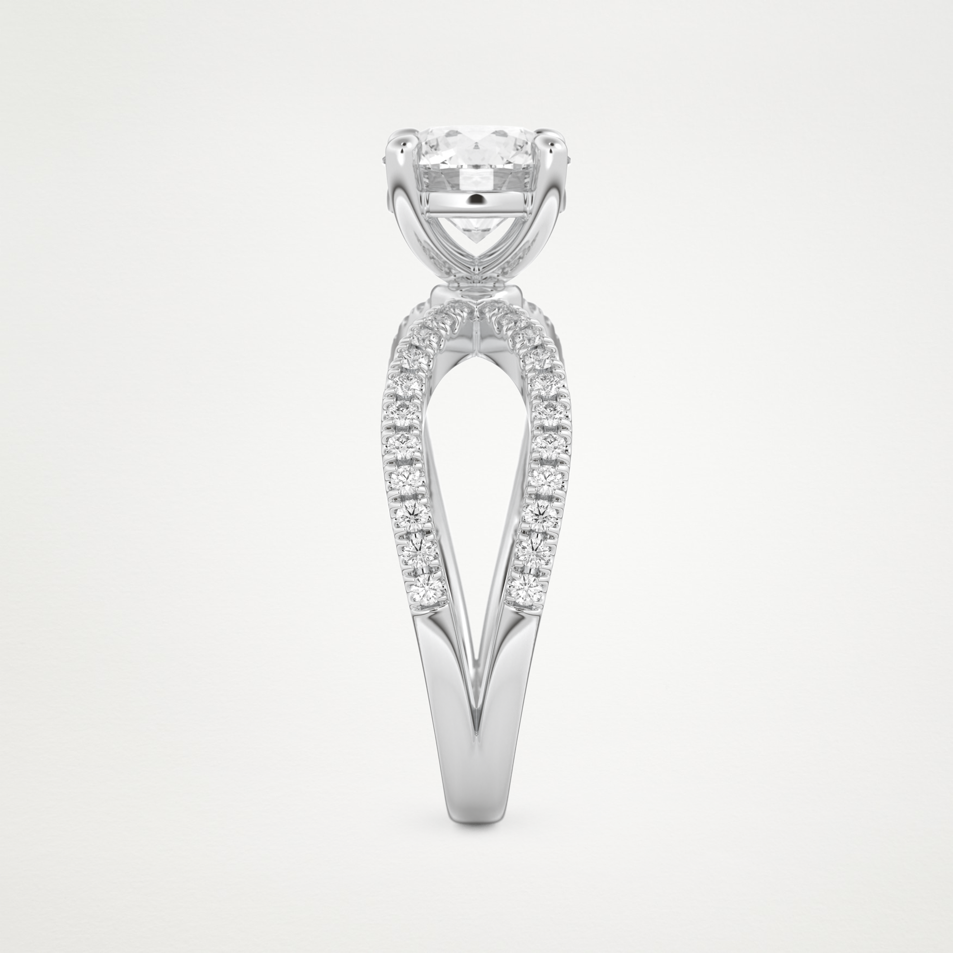 Round Pave & Split Shank Lab Grown Diamond Engagement Ring