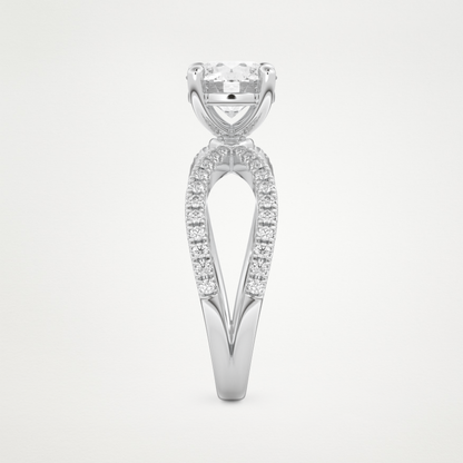 Round Pave & Split Shank Lab Grown Diamond Engagement Ring