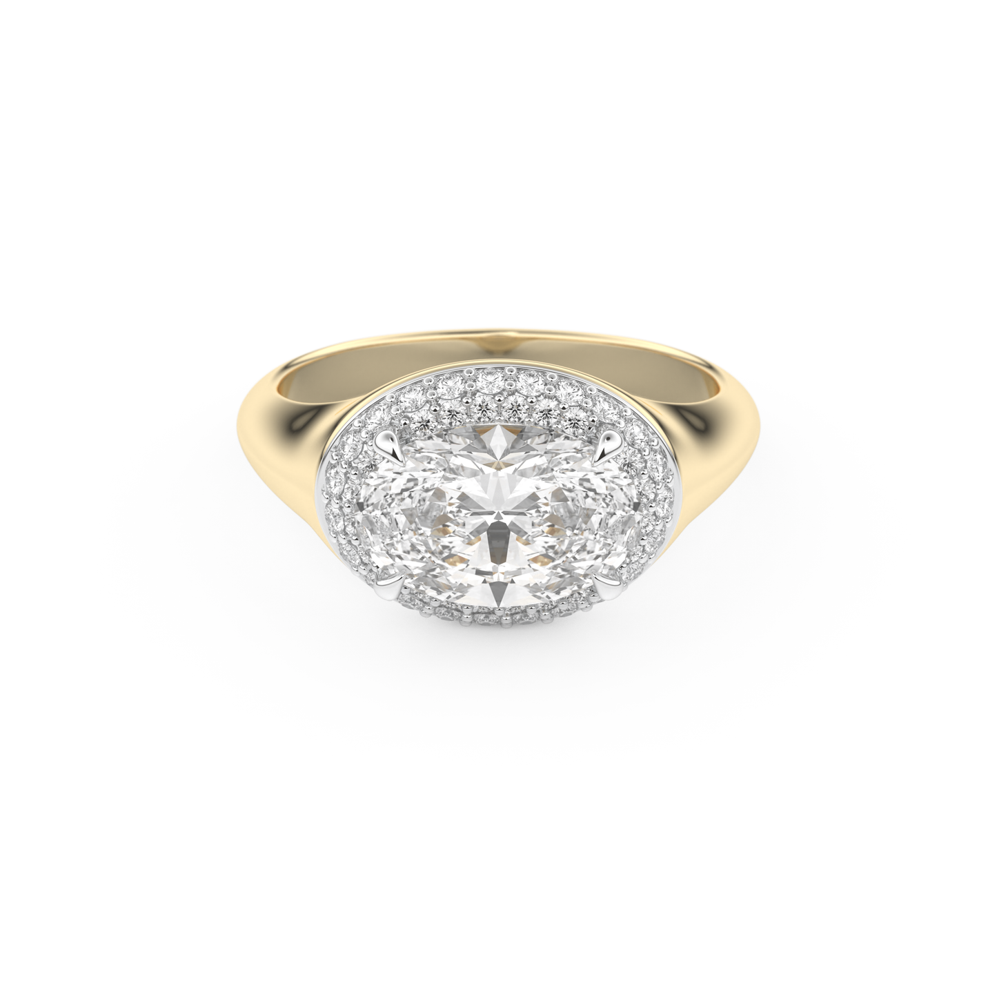 East West Oval Halo Lab Grown Diamond Engagement Ring