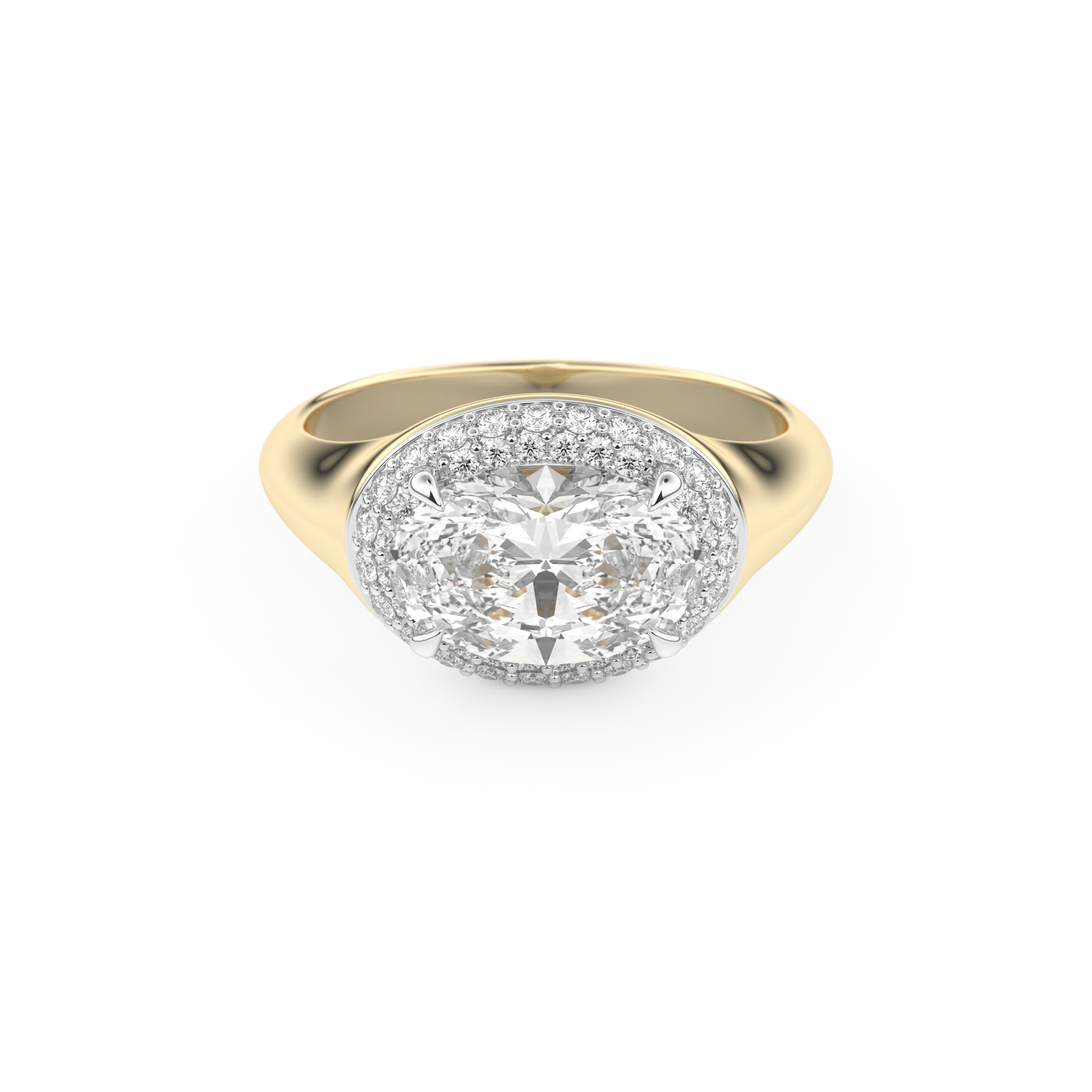East West Oval Halo Lab Grown Diamond Engagement Ring