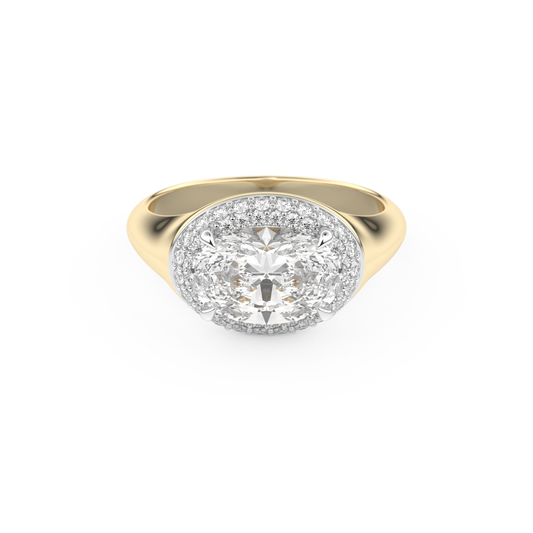 East West Oval Halo Lab Grown Diamond Engagement Ring