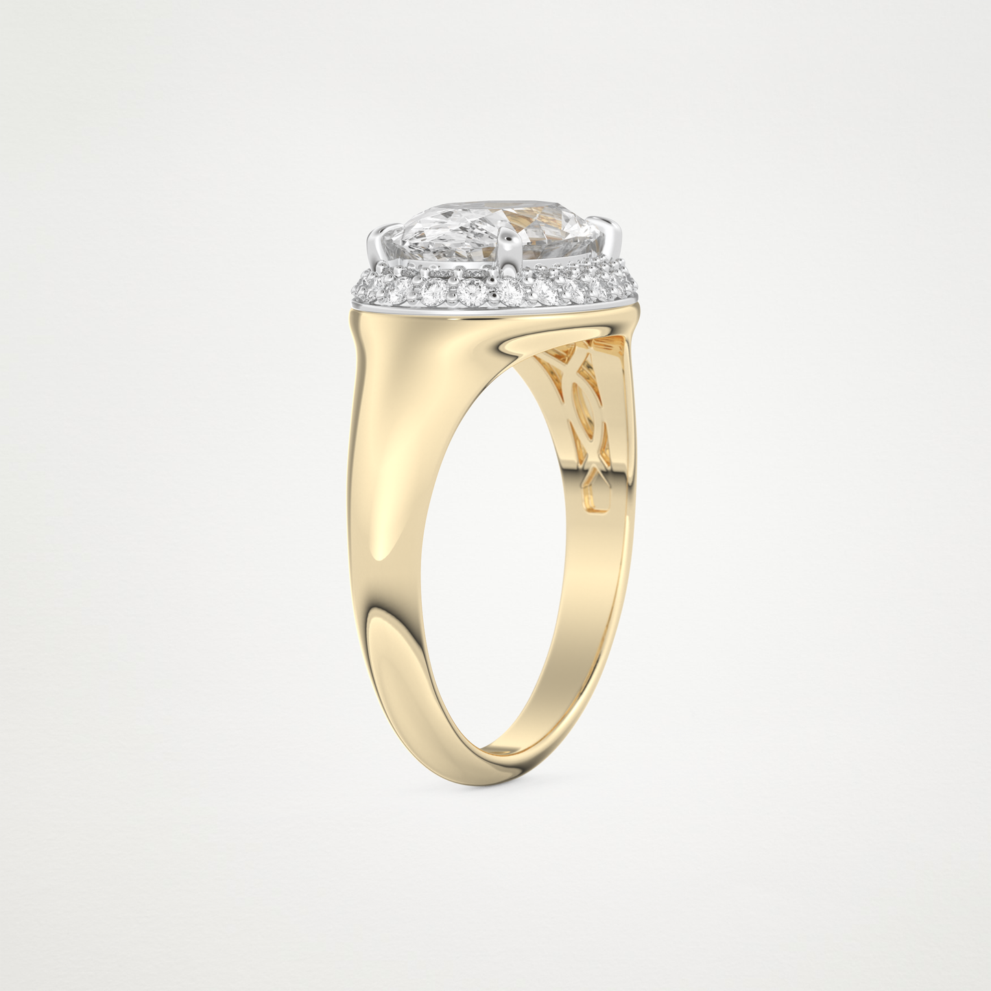 East West Oval Halo Lab Grown Diamond Engagement Ring