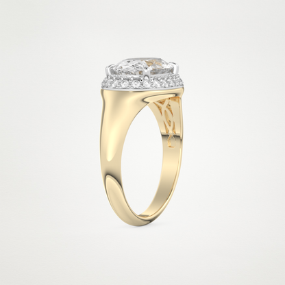 East West Oval Halo Lab Grown Diamond Engagement Ring