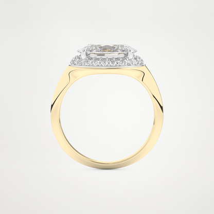 East West Oval Halo Lab Grown Diamond Engagement Ring