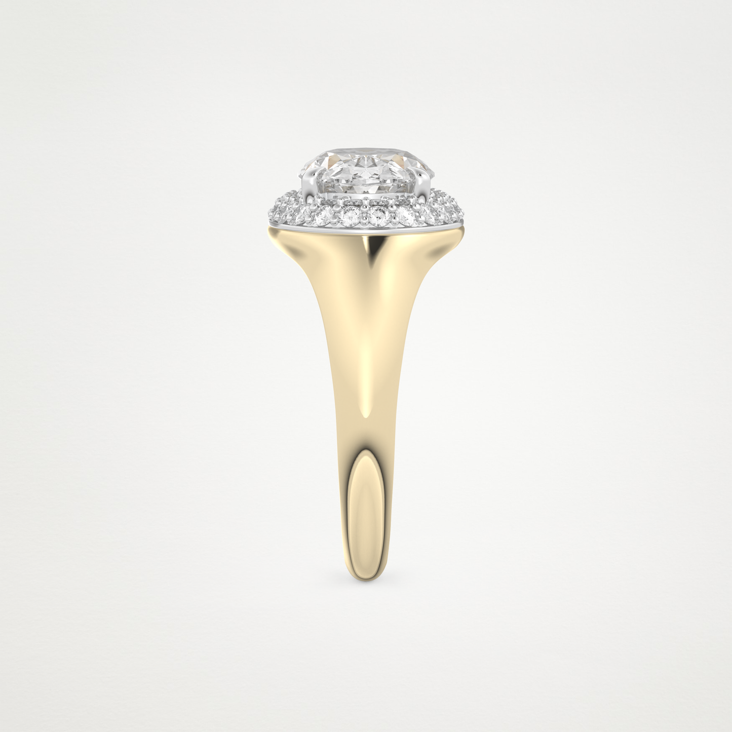 East West Oval Halo Lab Grown Diamond Engagement Ring