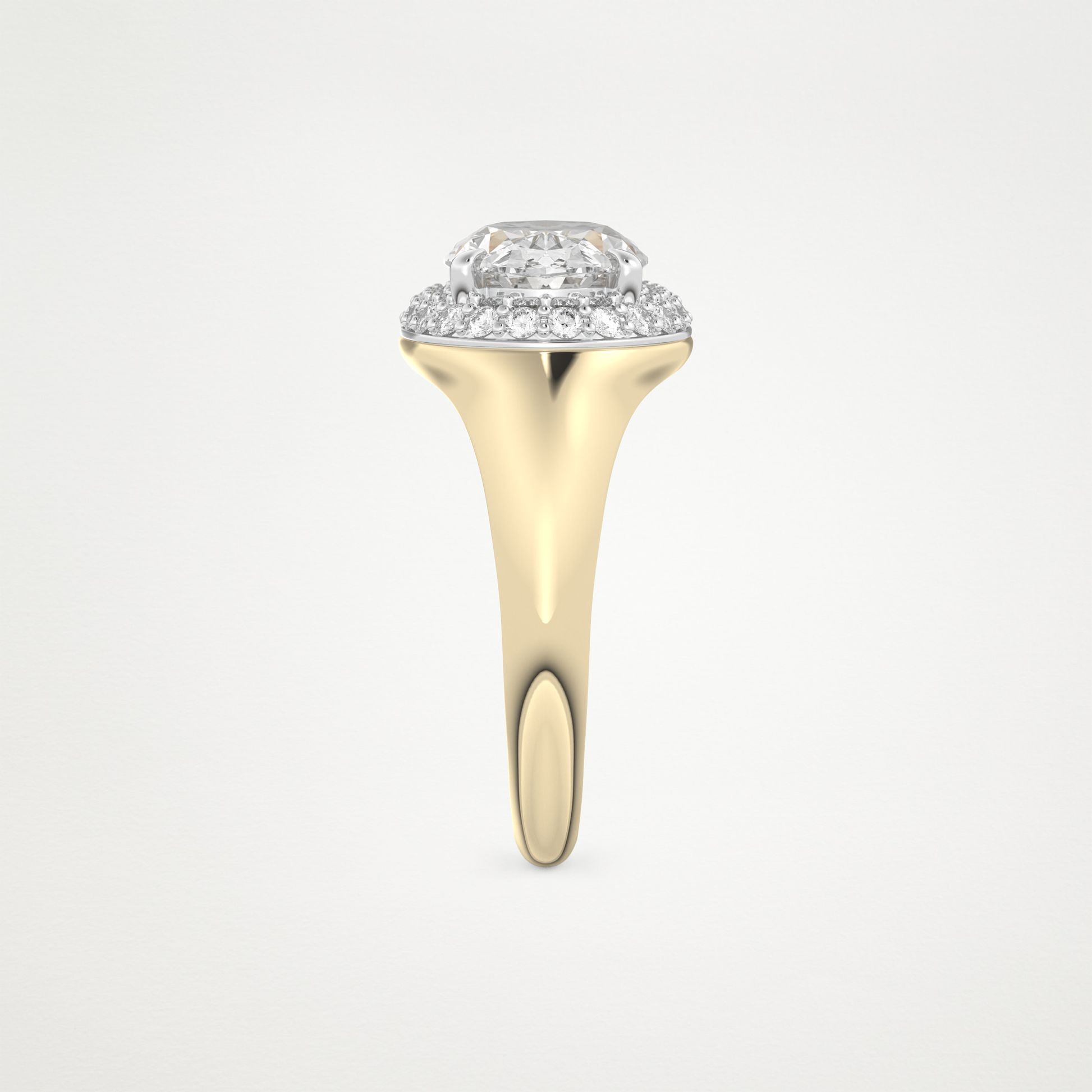 East West Oval Halo Lab Grown Diamond Engagement Ring