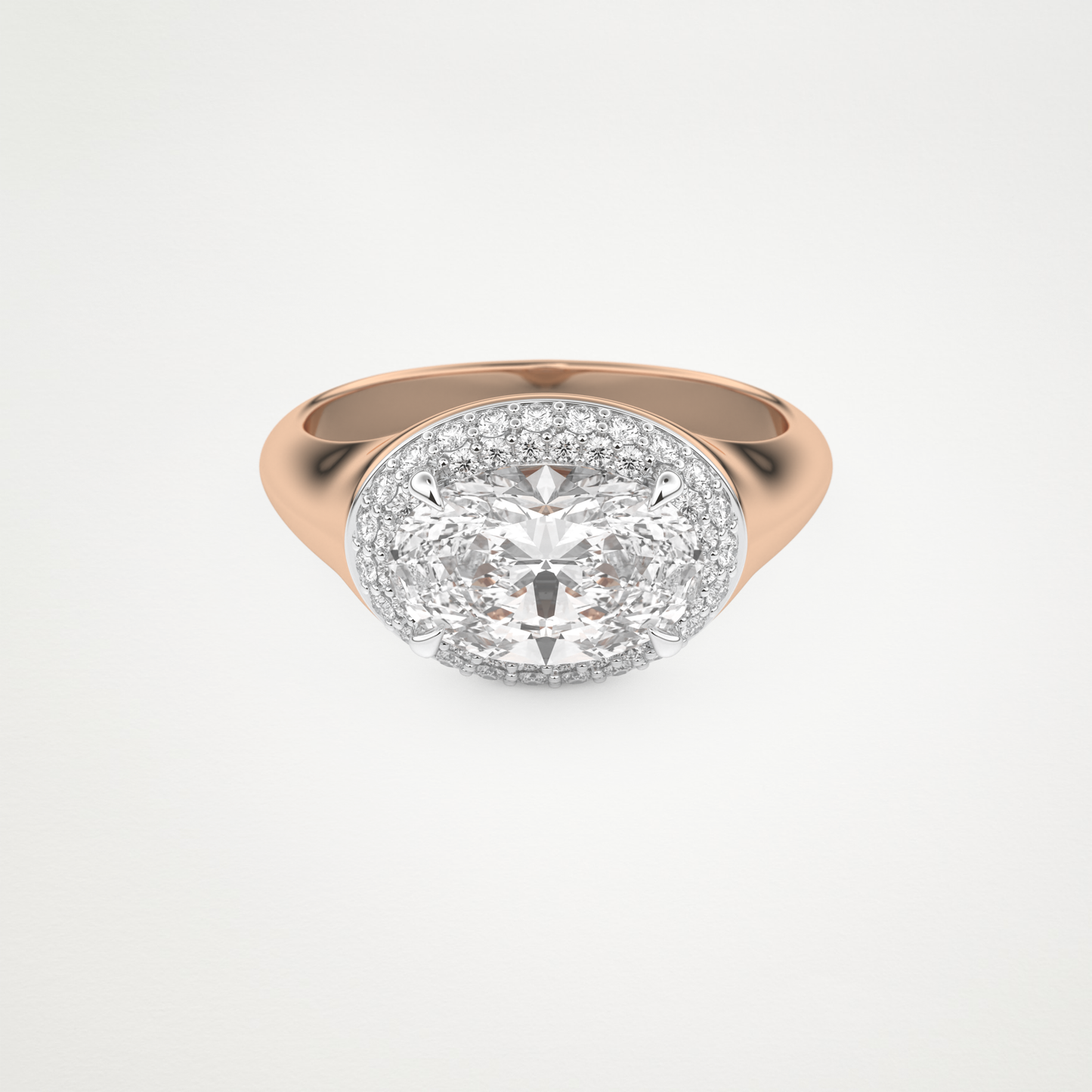 East West Oval Halo Lab Grown Diamond Engagement Ring