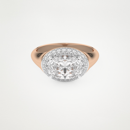 East West Oval Halo Lab Grown Diamond Engagement Ring
