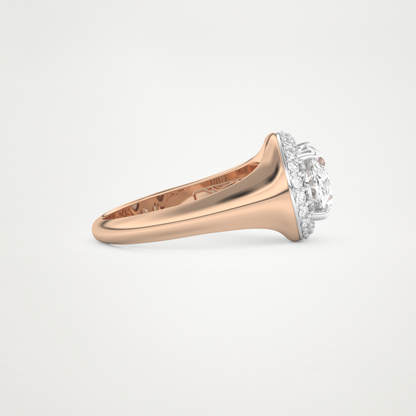 East West Oval Halo Lab Grown Diamond Engagement Ring