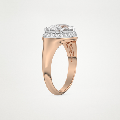 East West Oval Halo Lab Grown Diamond Engagement Ring