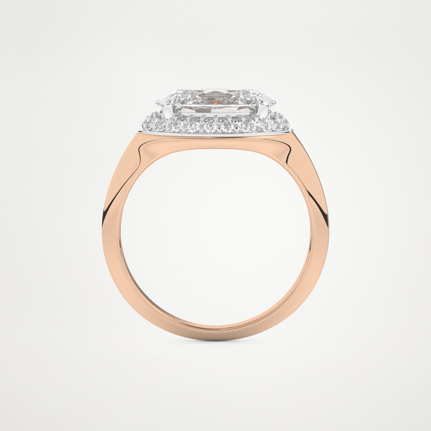 East West Oval Halo Lab Grown Diamond Engagement Ring