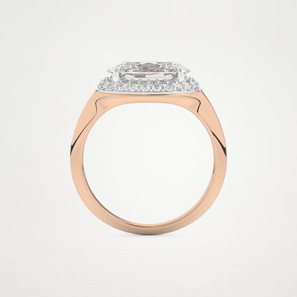 East West Oval Halo Lab Grown Diamond Engagement Ring
