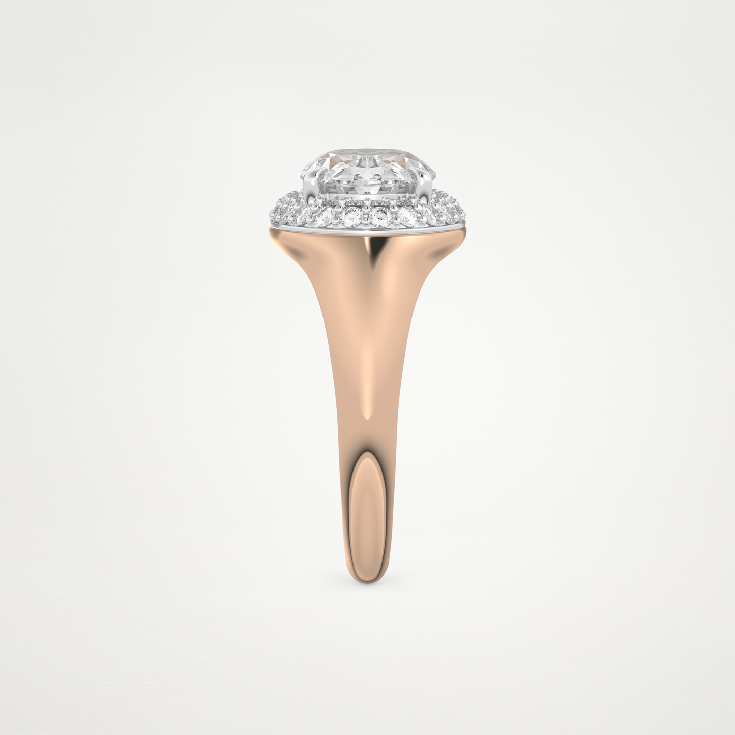 East West Oval Halo Lab Grown Diamond Engagement Ring