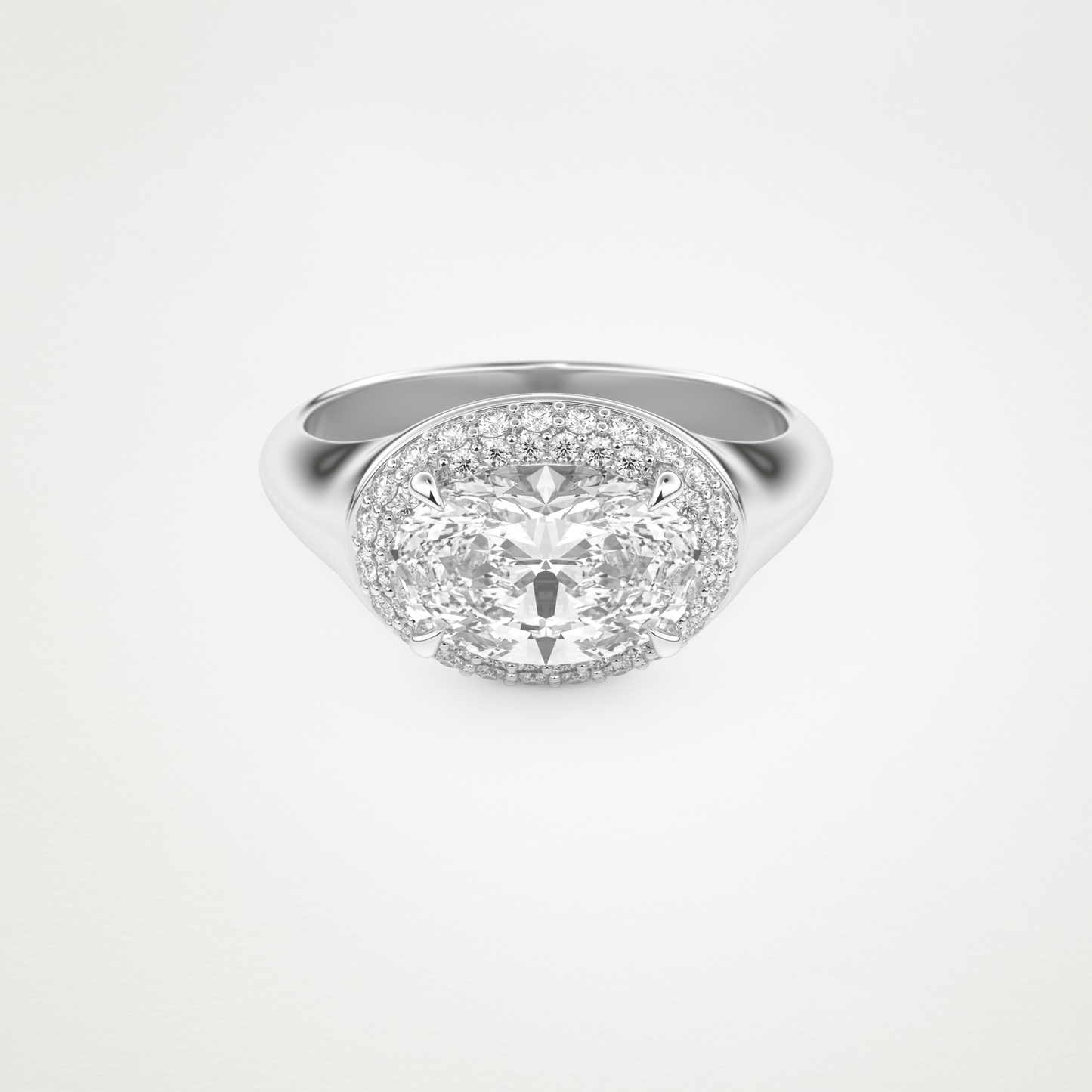 East West Oval Halo Lab Grown Diamond Engagement Ring