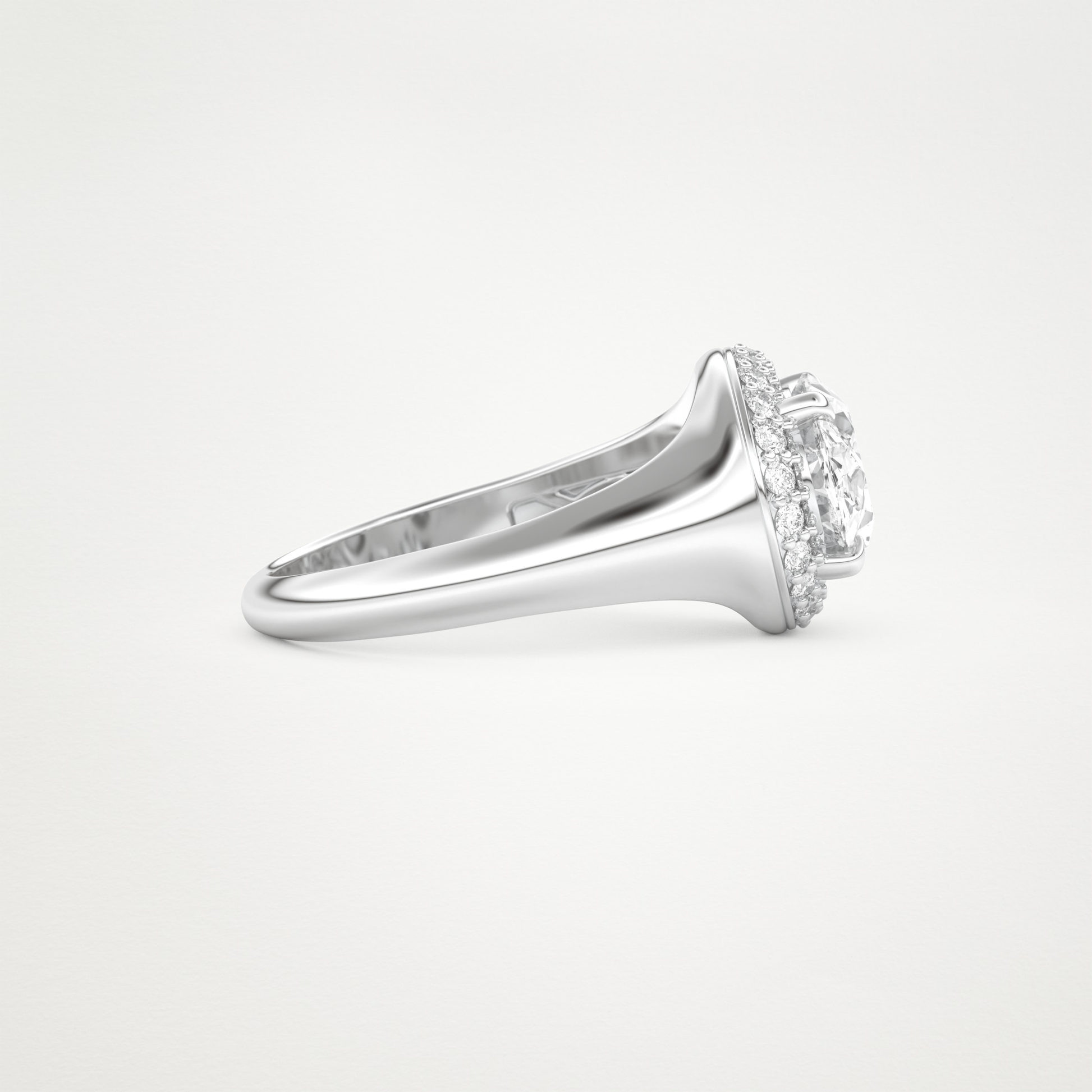 East West Oval Halo Lab Grown Diamond Engagement Ring