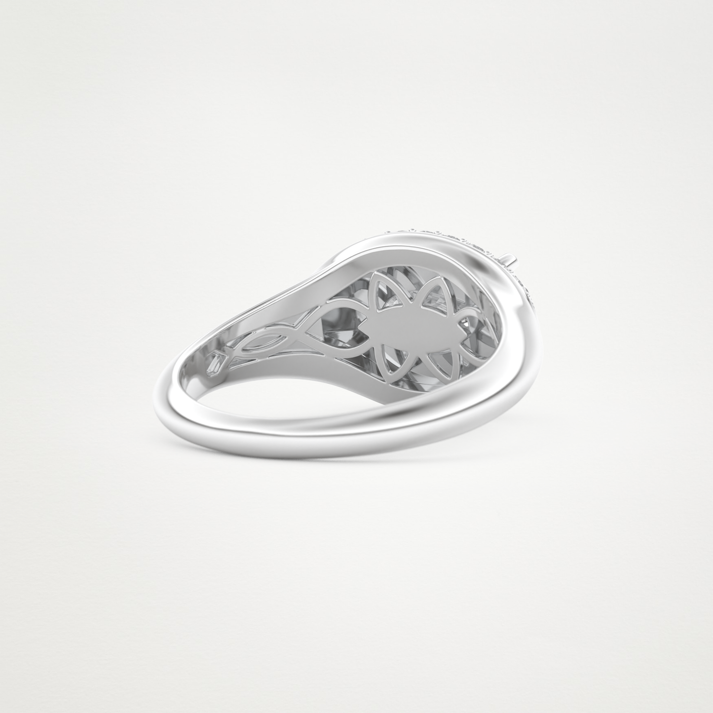 East West Oval Halo Lab Grown Diamond Engagement Ring