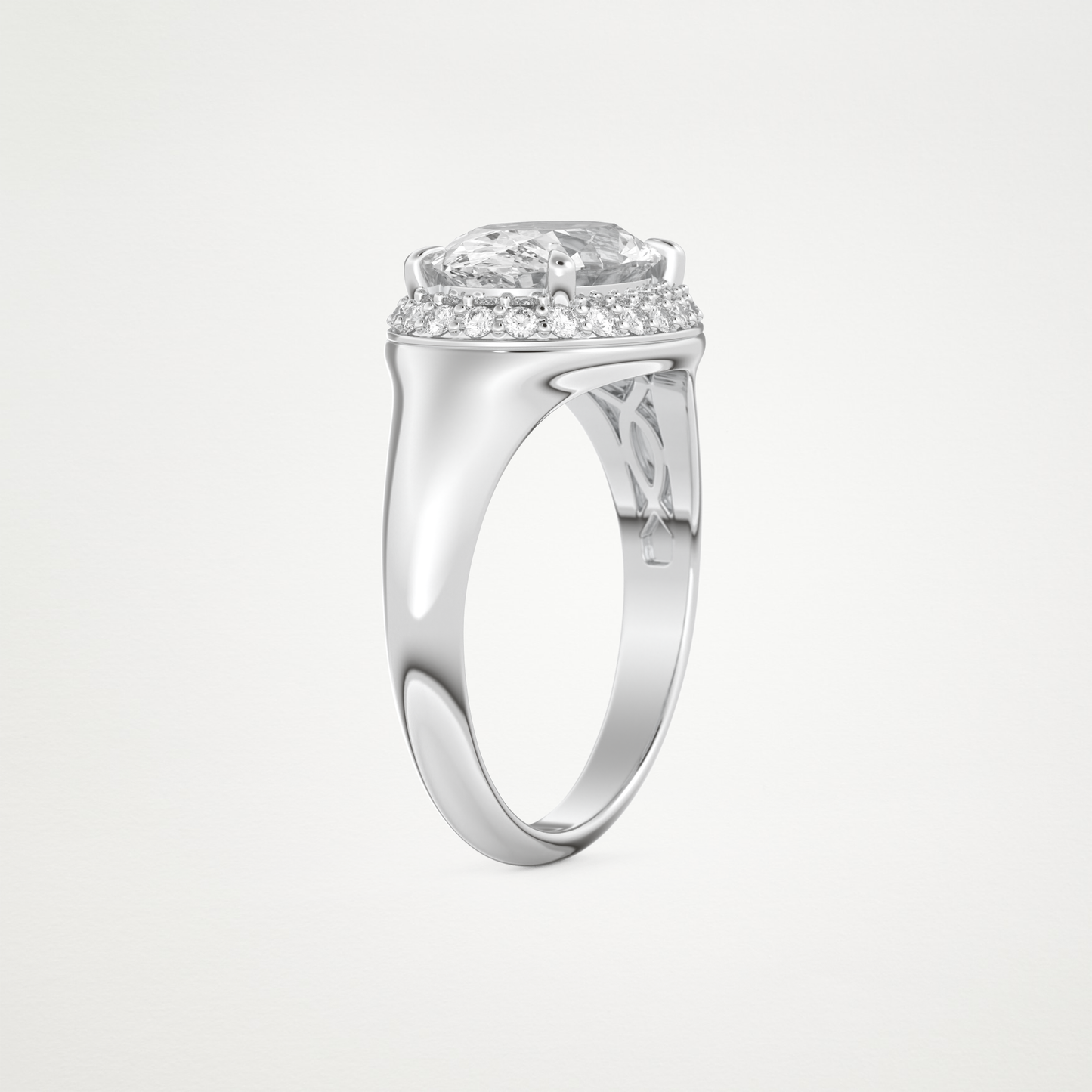 East West Oval Halo Lab Grown Diamond Engagement Ring