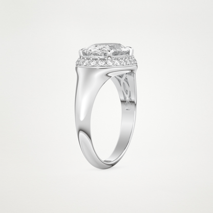 East West Oval Halo Lab Grown Diamond Engagement Ring