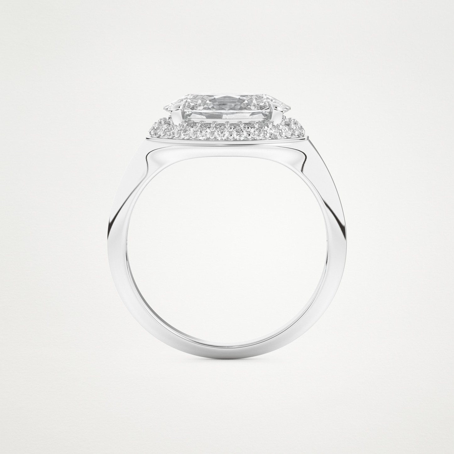 East West Oval Halo Lab Grown Diamond Engagement Ring