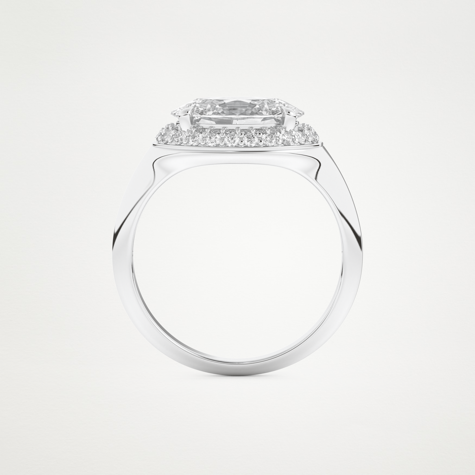 East West Oval Halo Lab Grown Diamond Engagement Ring