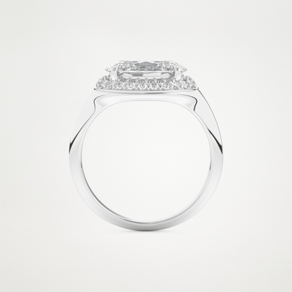 East West Oval Halo Lab Grown Diamond Engagement Ring