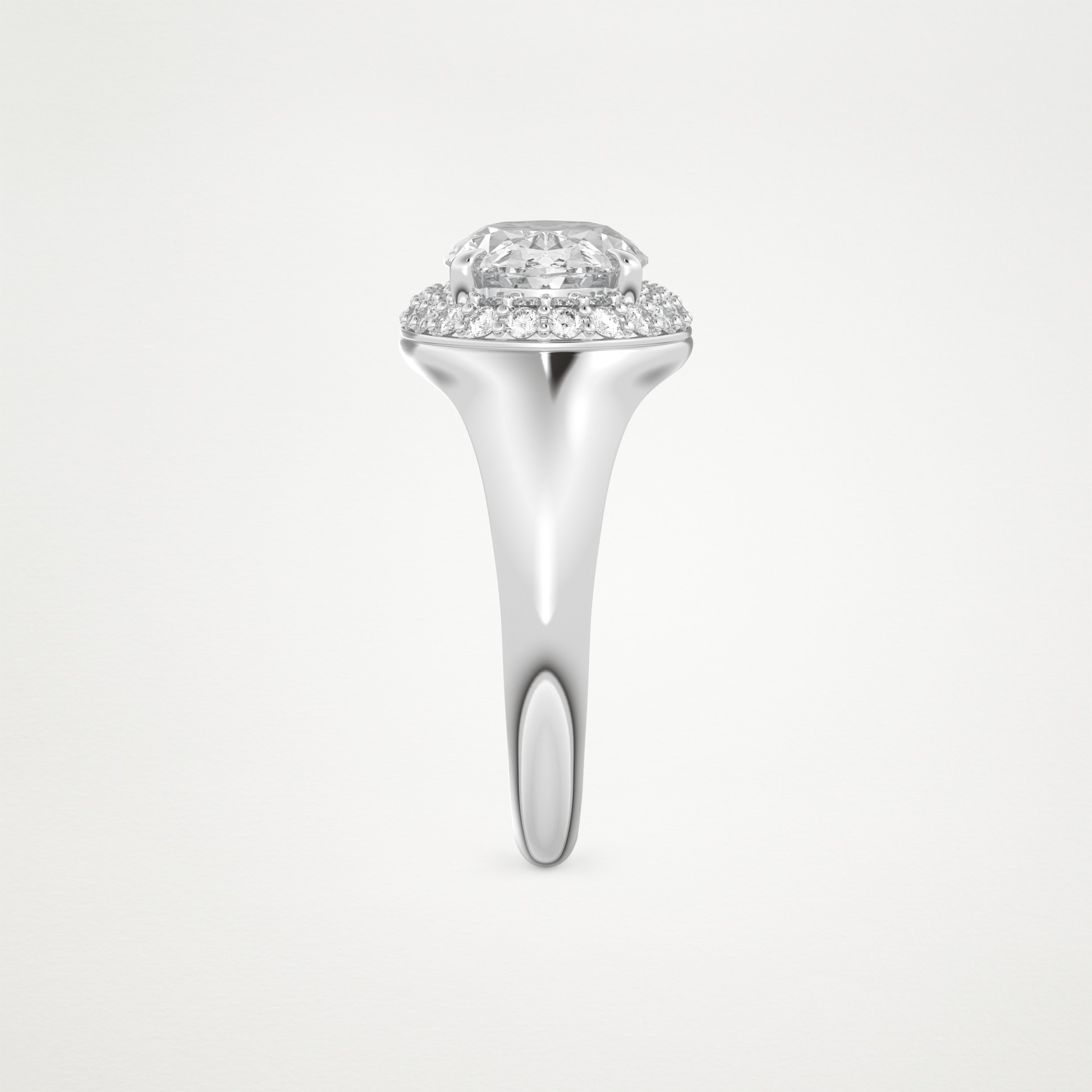 East West Oval Halo Lab Grown Diamond Engagement Ring