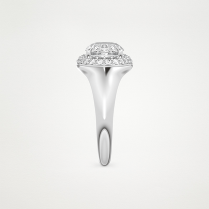 East West Oval Halo Lab Grown Diamond Engagement Ring