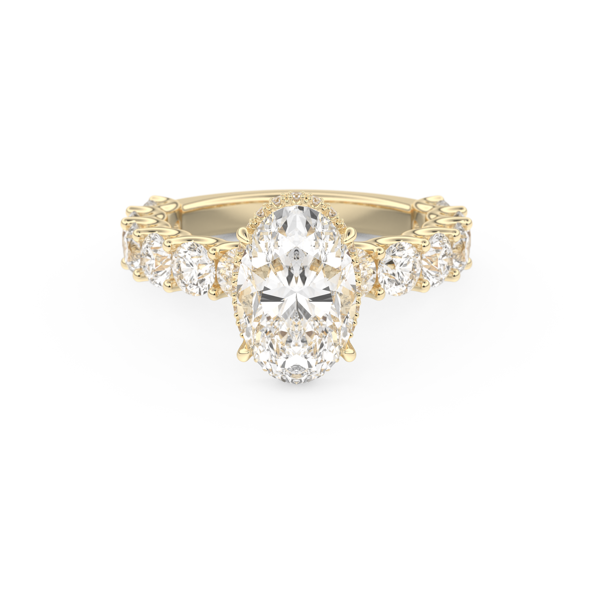 Oval Pave & Hidden Halo Lab Grown Diamond Engagement Ring