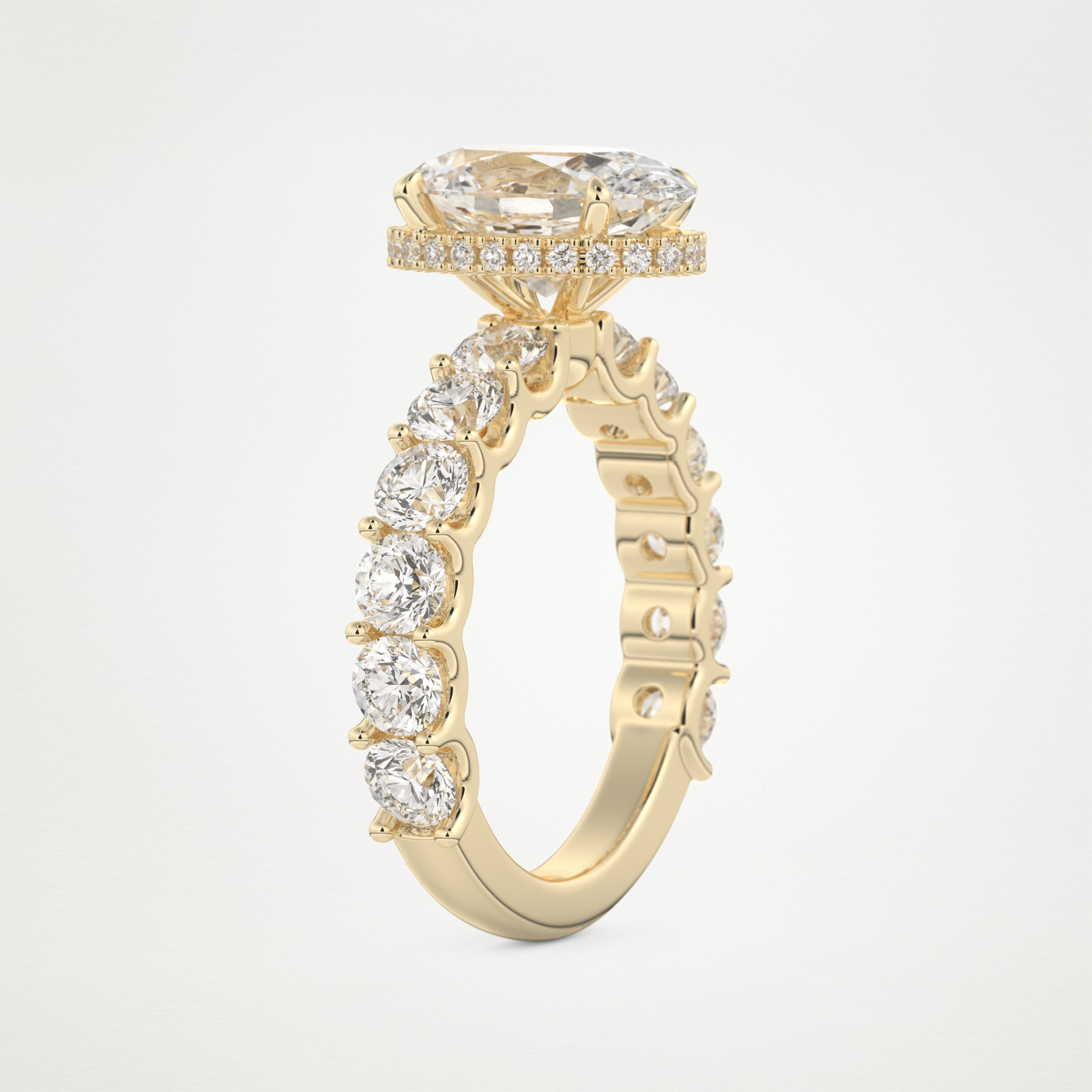 Oval Pave & Hidden Halo Lab Grown Diamond Engagement Ring