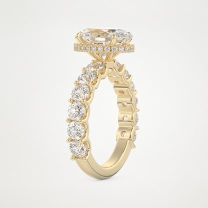 Oval Pave & Hidden Halo Lab Grown Diamond Engagement Ring