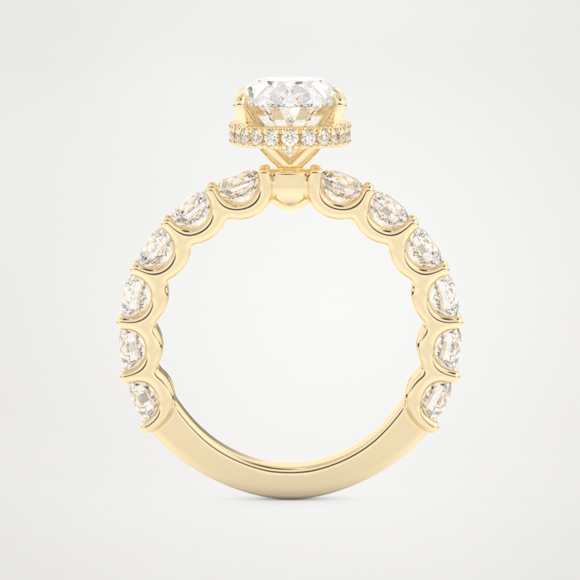 Oval Pave & Hidden Halo Lab Grown Diamond Engagement Ring