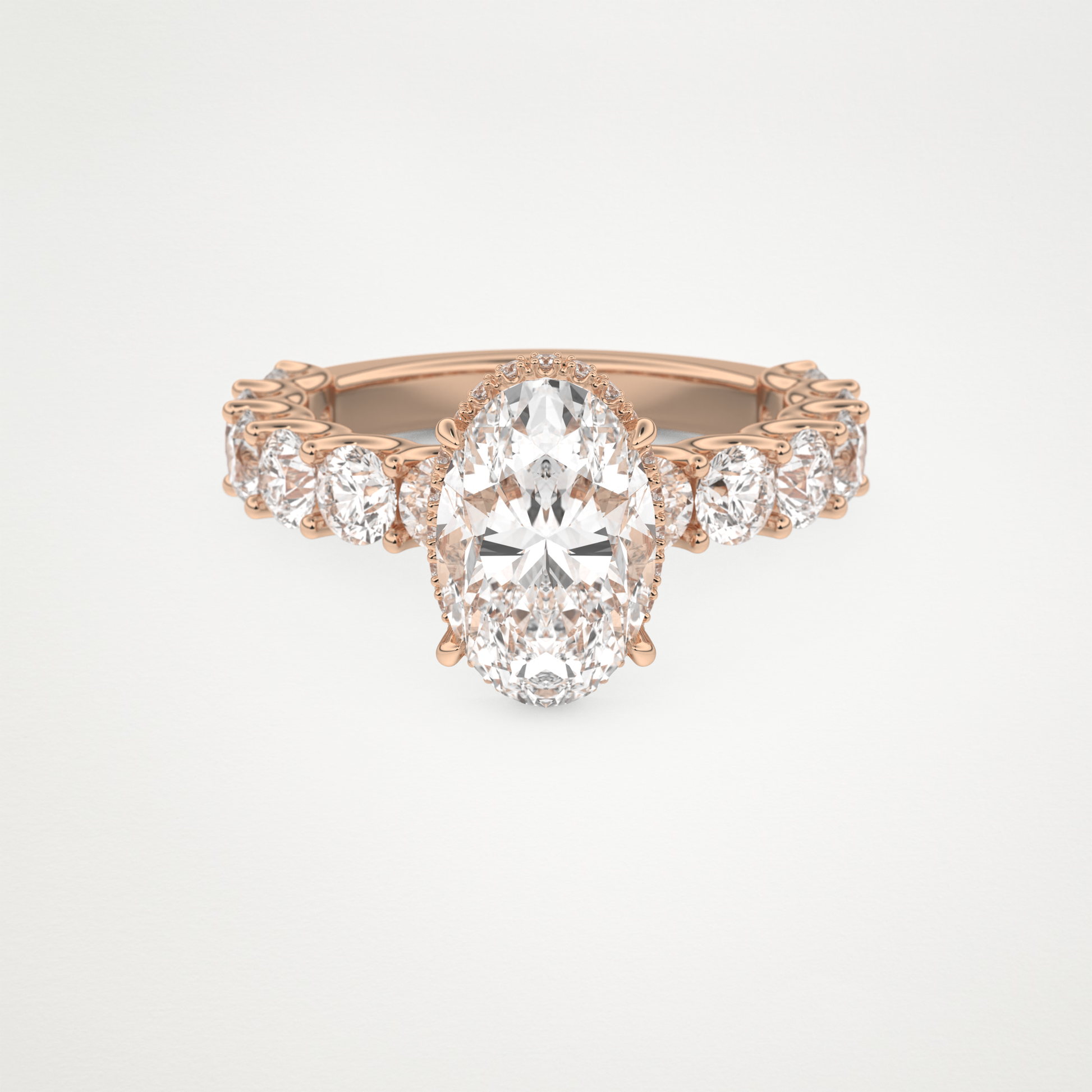 Oval Pave & Hidden Halo Lab Grown Diamond Engagement Ring