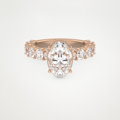 Oval Pave & Hidden Halo Lab Grown Diamond Engagement Ring