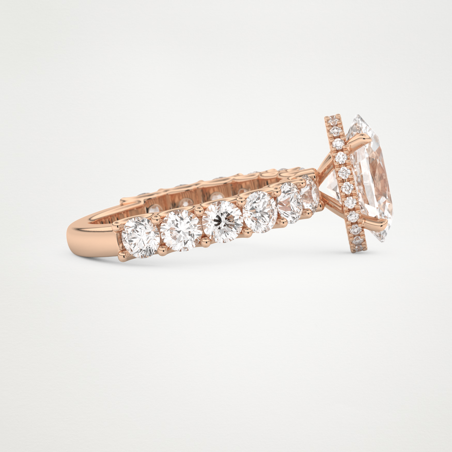 Oval Pave & Hidden Halo Lab Grown Diamond Engagement Ring