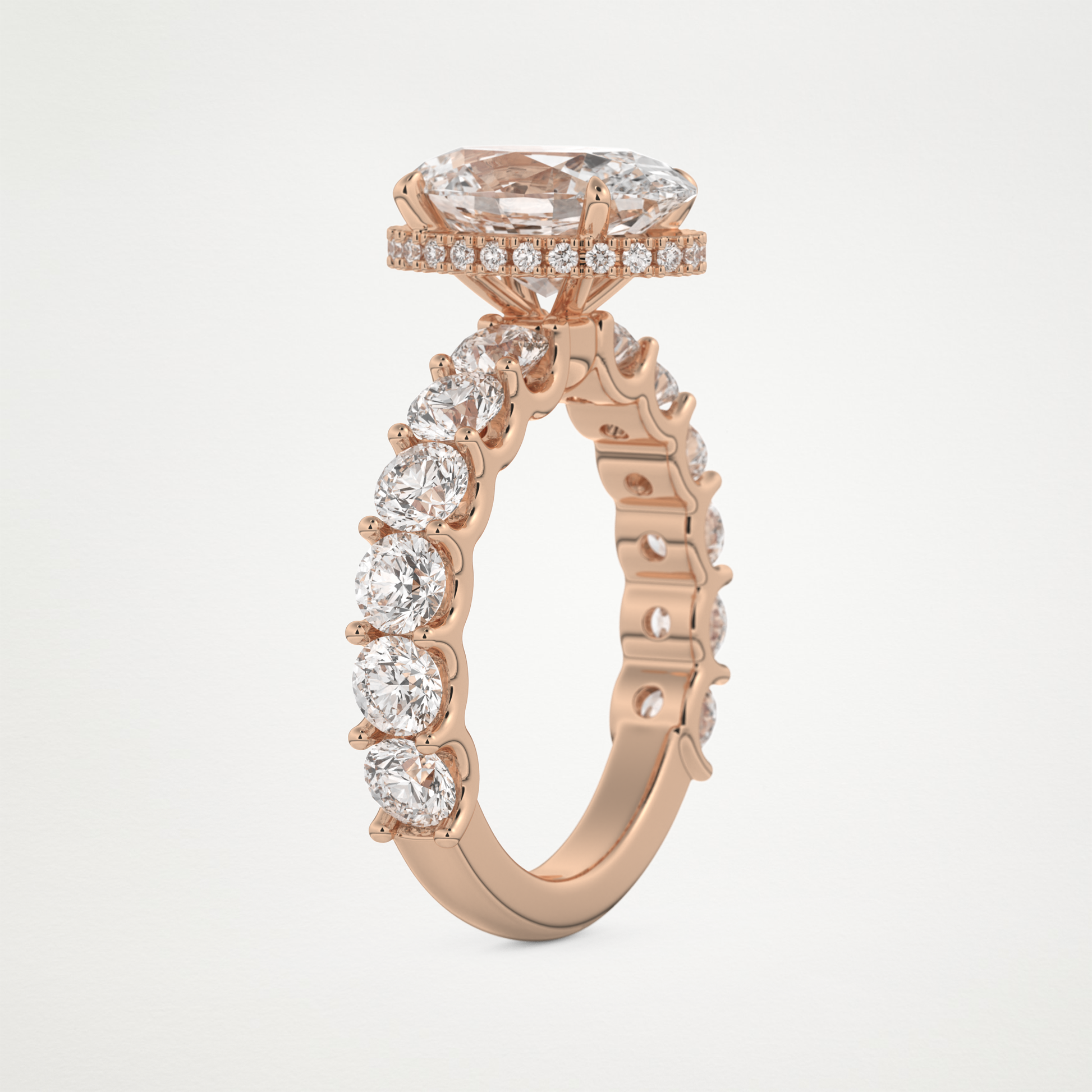 Oval Pave & Hidden Halo Lab Grown Diamond Engagement Ring