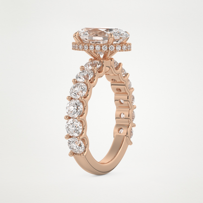 Oval Pave & Hidden Halo Lab Grown Diamond Engagement Ring