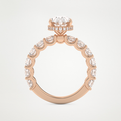 Oval Pave & Hidden Halo Lab Grown Diamond Engagement Ring