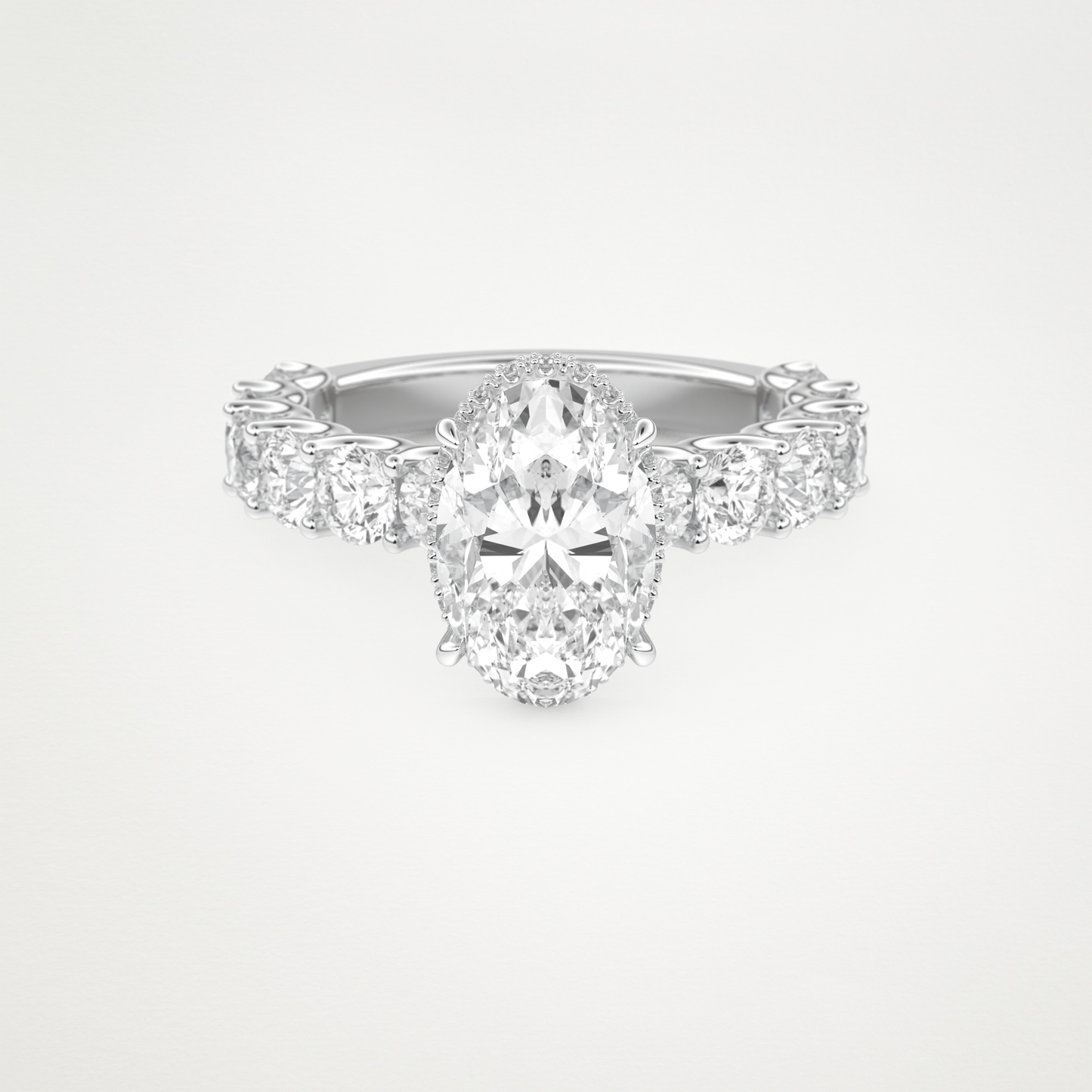Oval Pave & Hidden Halo Lab Grown Diamond Engagement Ring
