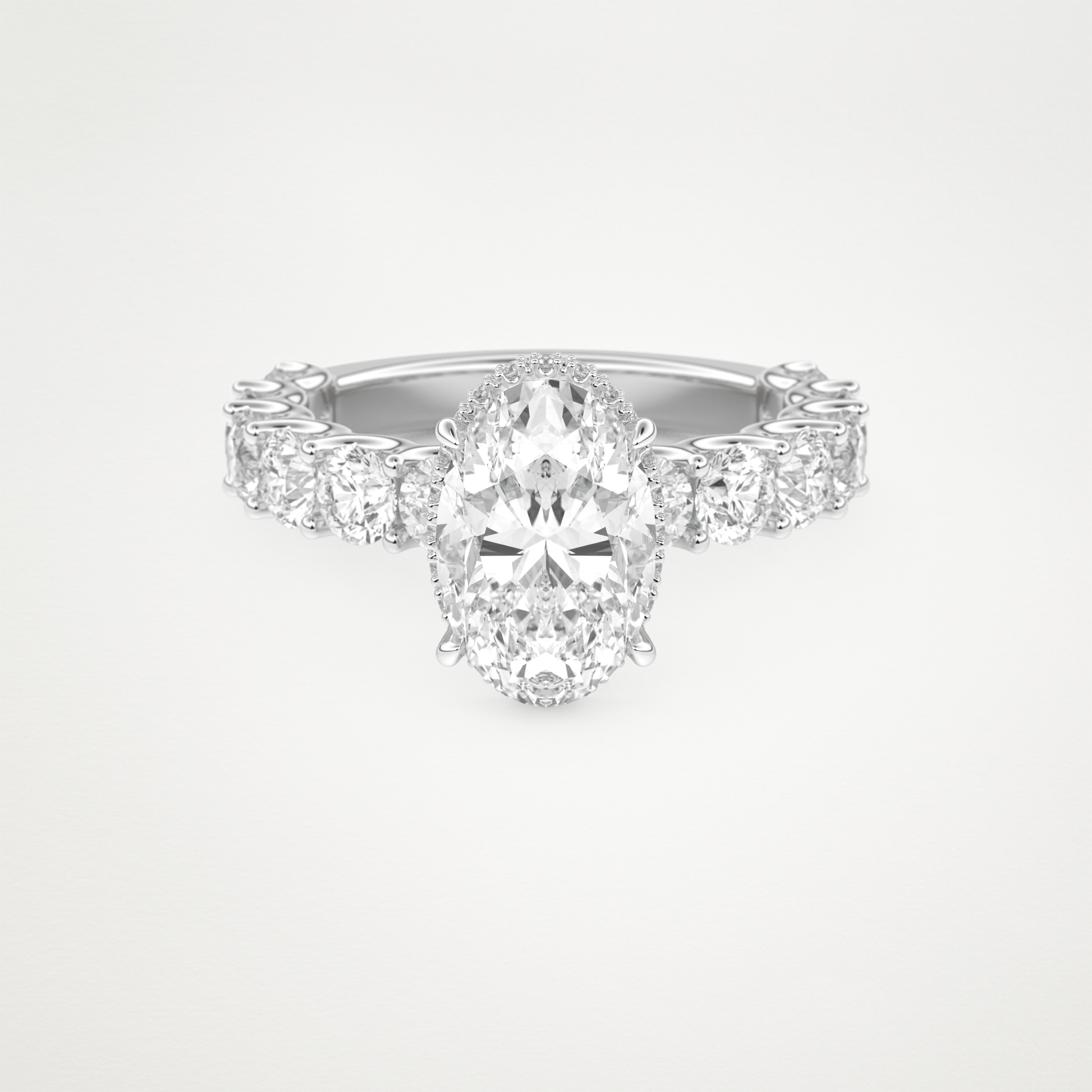 Oval Pave & Hidden Halo Lab Grown Diamond Engagement Ring
