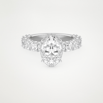Oval Pave & Hidden Halo Lab Grown Diamond Engagement Ring