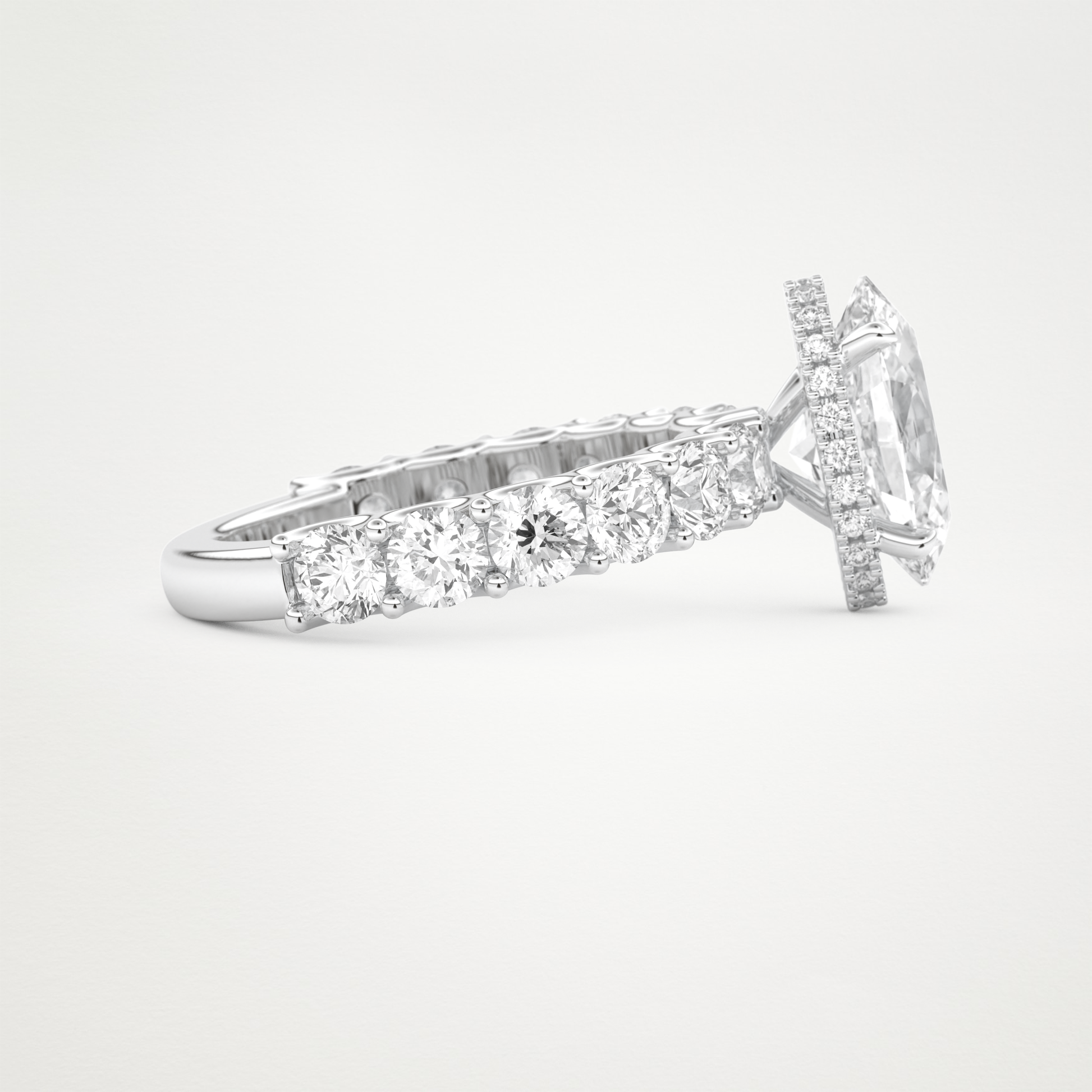 Oval Pave & Hidden Halo Lab Grown Diamond Engagement Ring